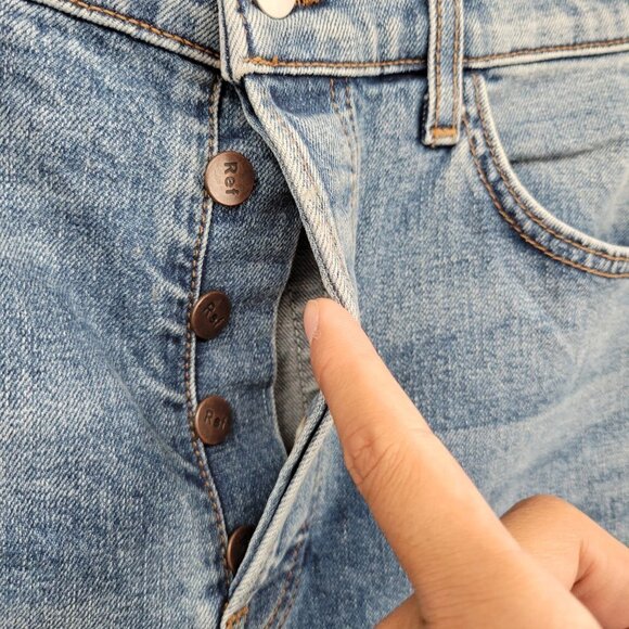 Reformation Women Blue Serena High Waist Skinny Distressed Button Jeans Size 27 - Picture 6 of 14